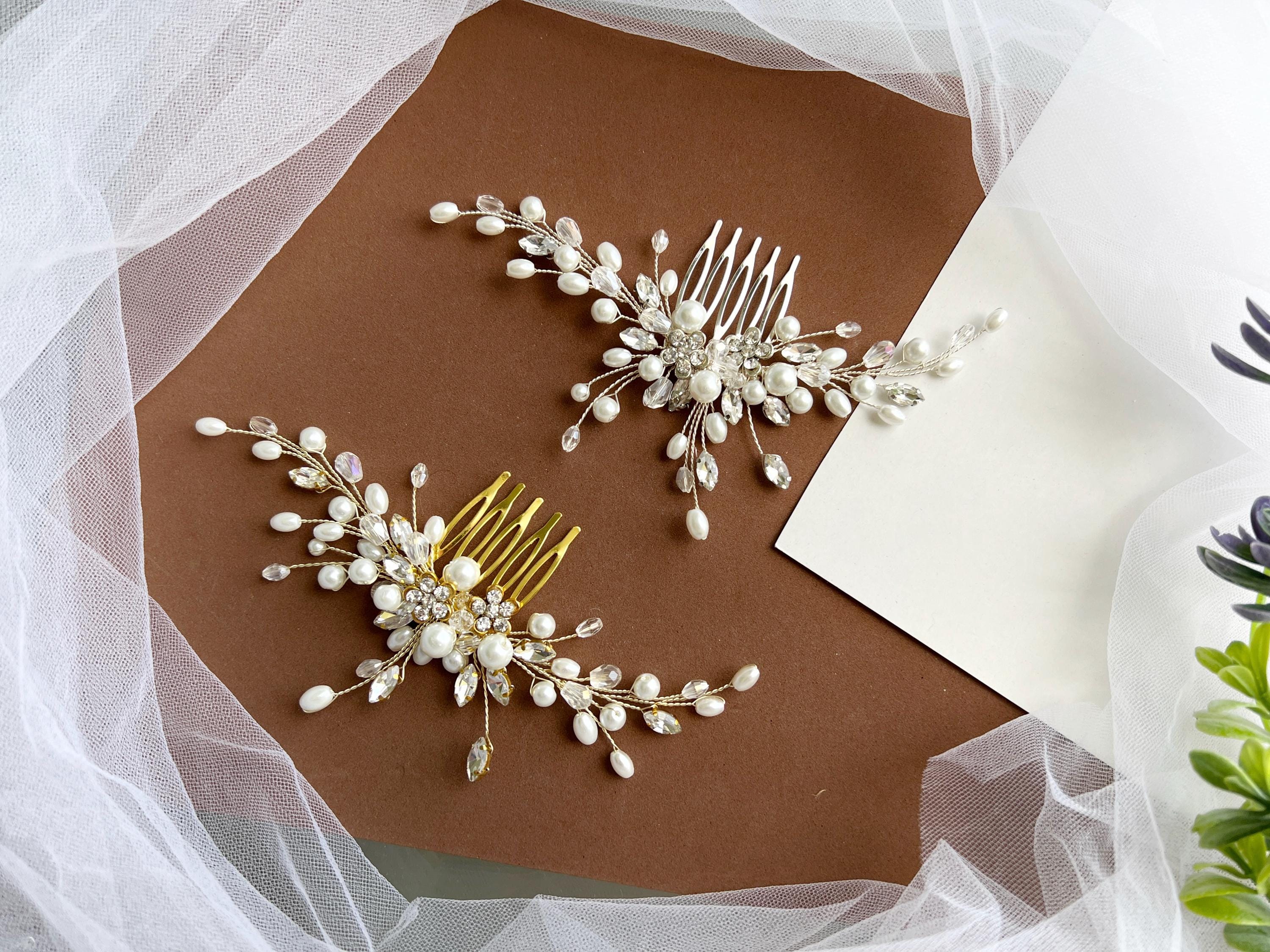 Pettine Sposa Con Perle E Cristalli – Accessorio Capelli Argento Per Abito Da Sposa - Foto 6