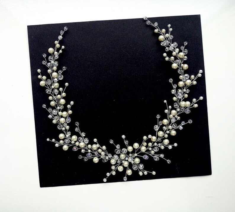 Bundle Pearl Earrings+Bride Bridesmaid wedding Crystal Hair Accessories Pin Comb
