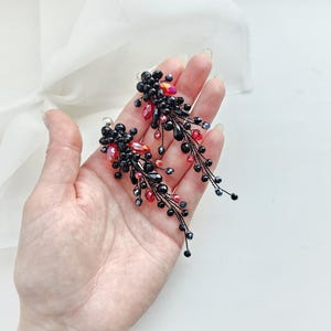 Long black earrings, Black dangle earrings, black rhinestone earrings, black prom earrings, black bridesmaid earrings, mother of the bride