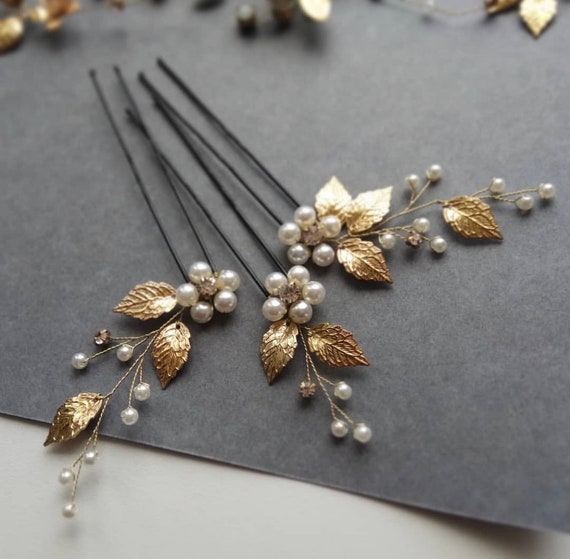 Gold Hair Pieces Wedding Hair Vine Rhinestone Hair Comb Etsy