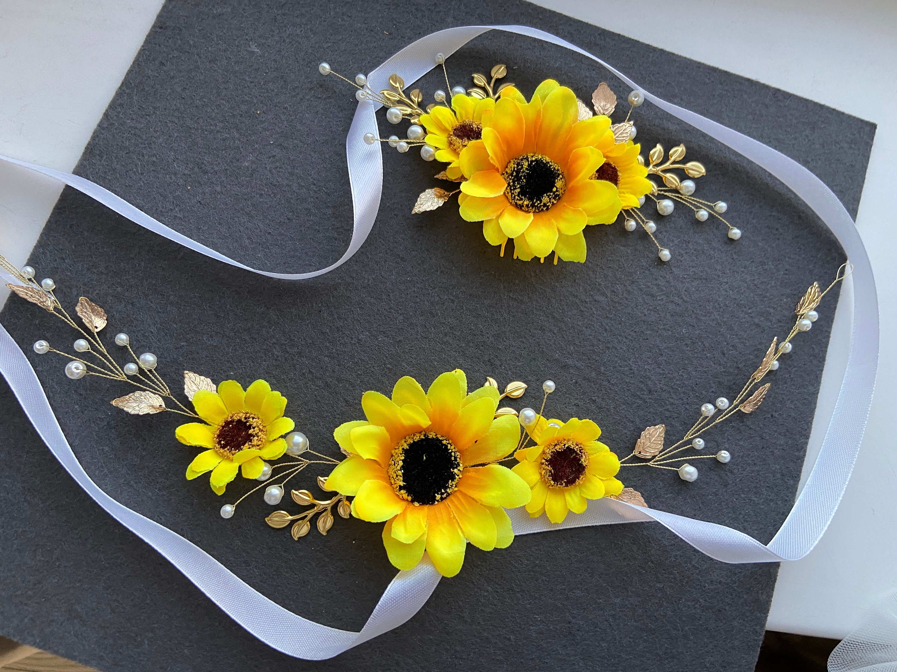 Sunflower Hair Piece Sunflower Sash Hair Clip Sunflower Etsy