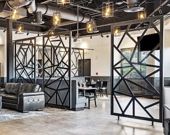 Custom Steel Room Divider: Geometric Metal Screen Panel