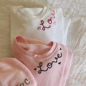 Valentine's Day Love sweatshirt hand-embroidered