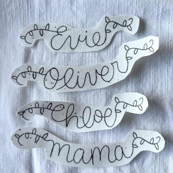 Name and holiday lights Stick and stitch Sticker only - custom name with lights - Christmas DIY