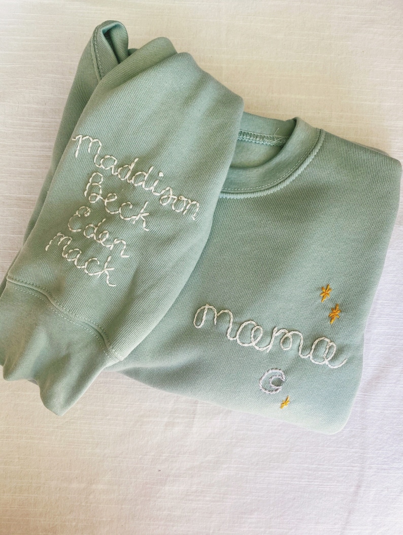 NAME ADD ON sleeve, hand embroidered names image 1