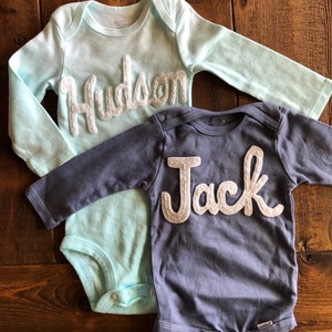 Baby Name Onesie® - Custom Baby Name Onesies® - Hand Stitched Onesie® - Personalized baby top - coming home outfit