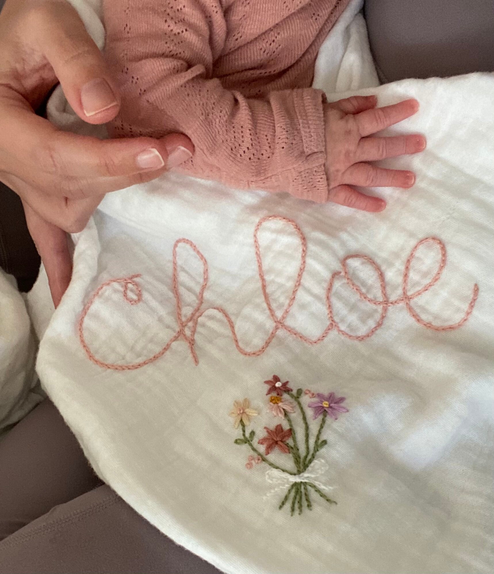Name Swaddle hand embroidered custom name swaddle Etsy