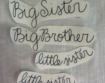 Big Brother, Big Sister, little brother, little sister stick and stitch with instructional video, DIY