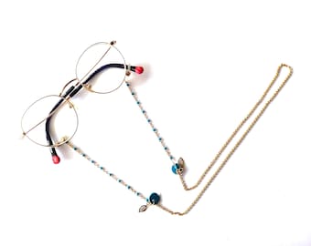 Fin de collection - Chaine de lunettes perlée en acier inoxydable doré / argenté
