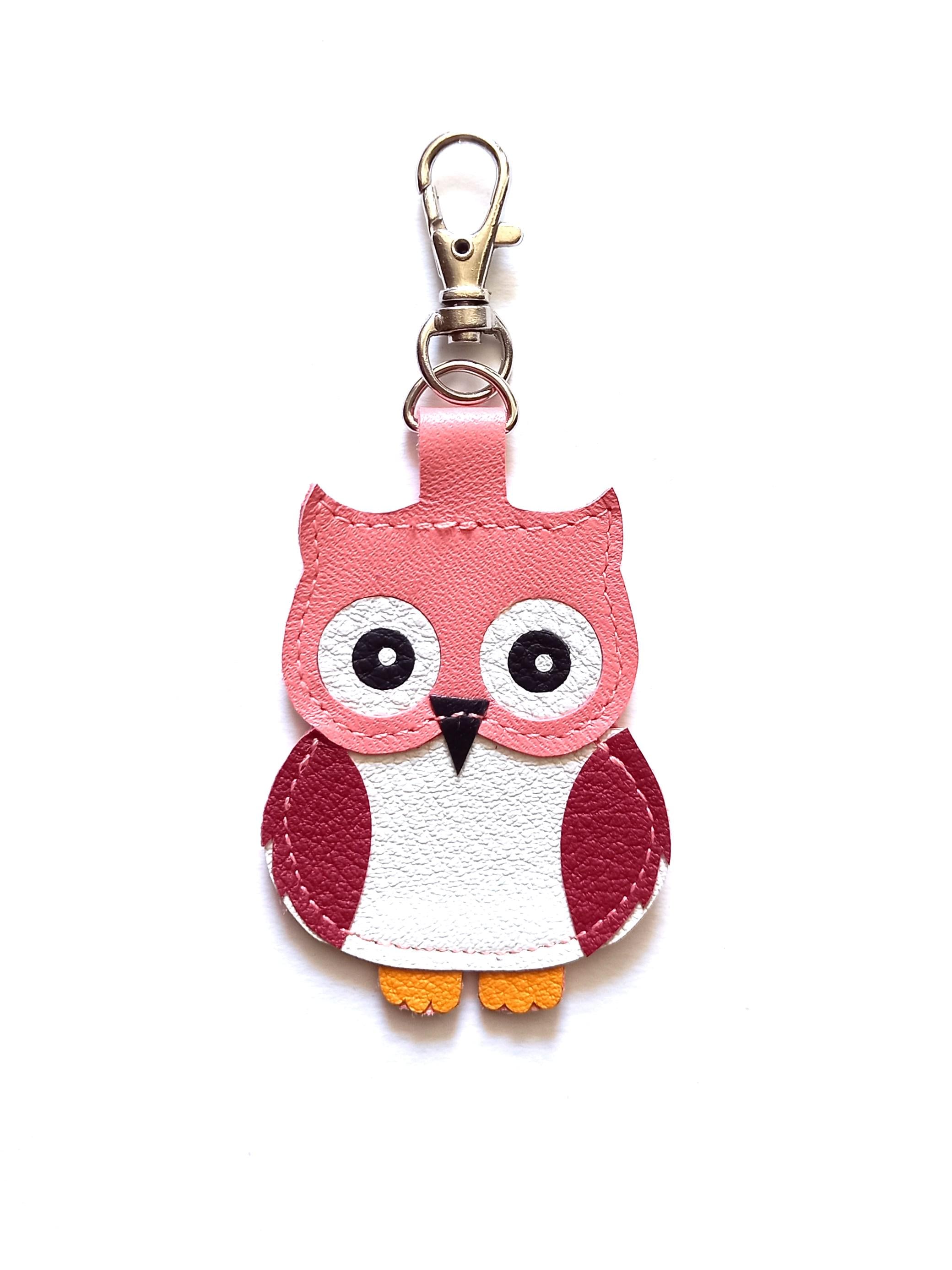 Porte clé hibou en cuir - Fait main