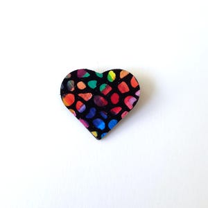 Leather heart brooch - Handmade