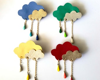 Broche nuage en cuir - Fait main