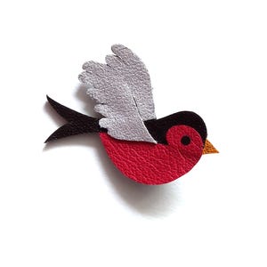 Leather swallow brooch - Handmade