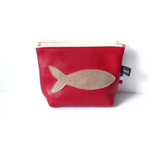 Portamonete con cerniera a forma di pesce in pelle - Fatto a mano