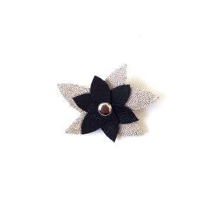 Small leather flower brooch - Handmade