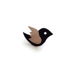 Pins oiseau en cuir - Fait main