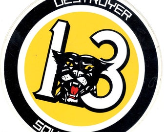 US Military  DESRON 13 Destroyer Squadron Insignia Decal Bumper Sticker Set 3, 6, 9 inch tall Service Memorabilia