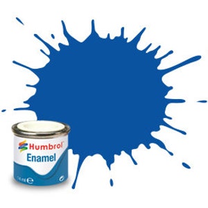 May include: A small tin of blue enamel paint. The tin is labelled "Humbrol Enamel" and has a white lid. The paint is a bright, vibrant blue.