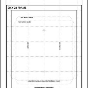 May include: A diagram showing the placement of a screen clamp in relation to a 20 x 24 inch frame and a 23 x 31 inch frame. The diagram includes instructions for generating screens.