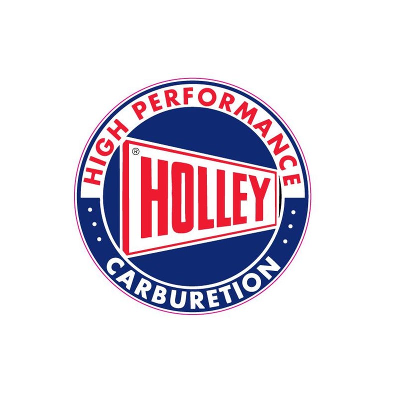 May include: A circular logo with the words "HIGH PERFORMANCE" in white text on a red band, encircling a blue background. The word "HOLLEY" is in red, and "CARBURETION" is in white text at the bottom.