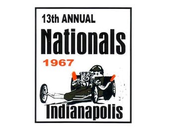 13 Annual Nationals 1967 Indy Drag Race ヴィンテージ レプリカ ドラッグ レース ホット ロッド フルカラー ビニール バンパー ステッカー デカール