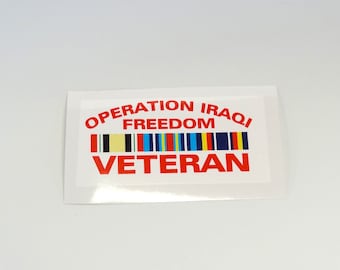 Operation Iraqi Freedom Veteran Bumper Sticker Decal US Armed Forces Military WWII Set 3, 6, 9 inch tall set