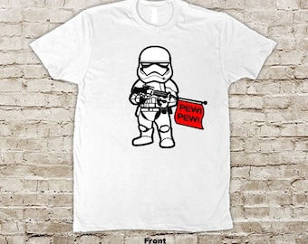 Star Trooper Wars  The Force Awakens 1st Order Stormtrooper PEW! PEW! White T-Shirt