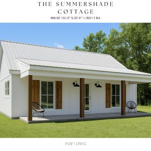 800 SQ FT Tiny House, 32'-0" x 25'-0", Cottage, Floor Plans, Modern Farmhouse, Architectural Plans, Ranch, 1 bedroom, 1 bathroom, Home Plans