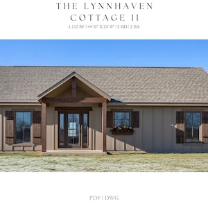 1,112 SQ FT Ranch House, 44'-0" X 25'-0", Floor Plans, Architectural Plans, Modern Farmhouse, 2 Bedroom, 2 Baths, House Plans, Cottage