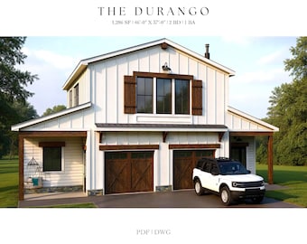 Modern Farmhouse Barndominium Plans with 2-Car Garage (Digital Download)