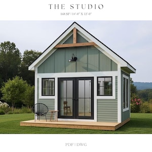 168 SQ FT, 14&#39; X 12&#39;, Studio, She Den, Man Cave, Garden Shed, Art Studio, Guest Suite, Pool House, Architectural Plans