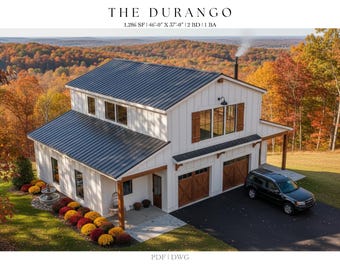 Modern Farmhouse Barndominium Plans with 2-Car Garage (Digital Download)