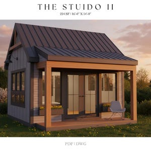 224 SQ FT, 16' X 14', Casita, Studio, She Den, Man Cave, Bungie, Art Studio, Guest House, Granny Suite, Tiny House, Architectural Plans