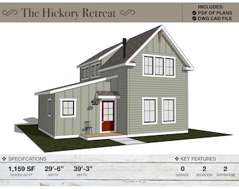 1,159 SQ FT, House Plans, 26&#39;-6&quot; X 39&#39; -3&quot;, 2 Bedrooms, 2 Baths, Modern Farmhouse, Architectural Floor Plans, Cabin, Floor Plans, Cottage