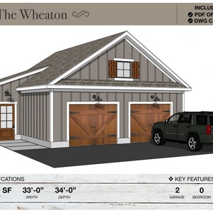 33&#39; X 34&#39; 2 Car Garage, Workshop, Architectural Plans, Detached Garage Plans, Modern Farmhouse Design, Gable Roof, Barn Plans, Shed