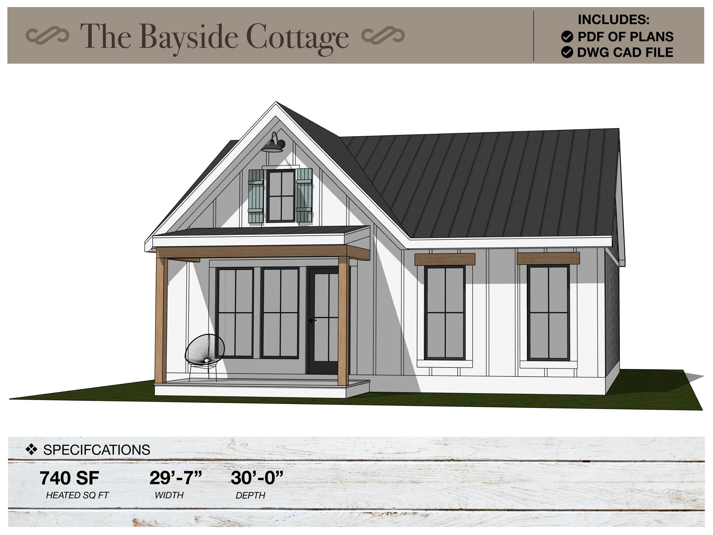 Farmhouse Cottage Floor Plans Tiny House Floor Plans: Modern Farmhouse Cottage (PDF & DWG) - Etsy Canada
