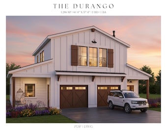 Modern Farmhouse Barndominium Plans with 2-Car Garage (Digital Download)