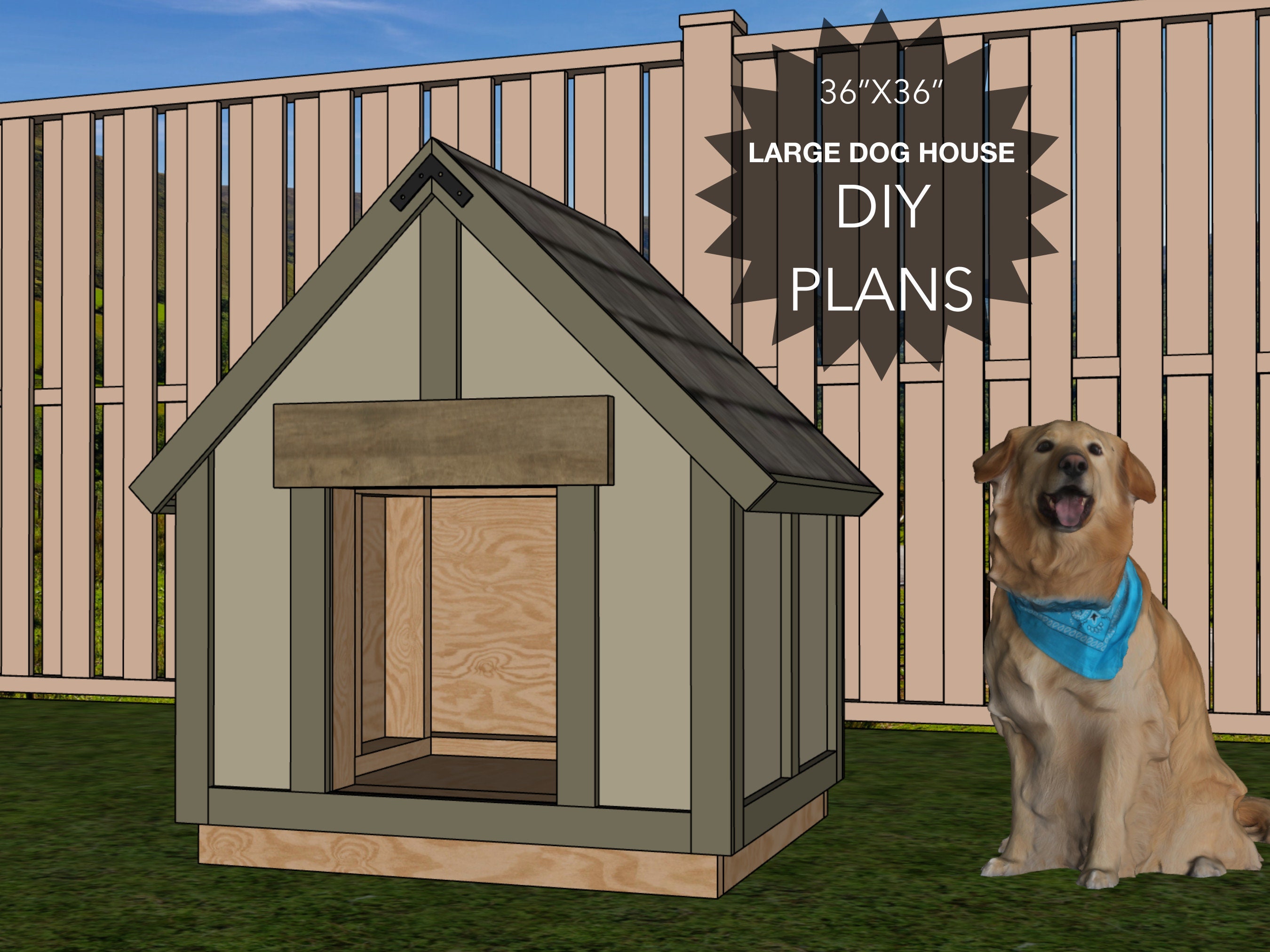 大型犬小屋の作り方、DIY指導プラン、36インチ×36インチ、DIY