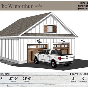 ☆THE GARAGE type27 27' X 28' Detached 2 Car Garage, Workshop, Architectural