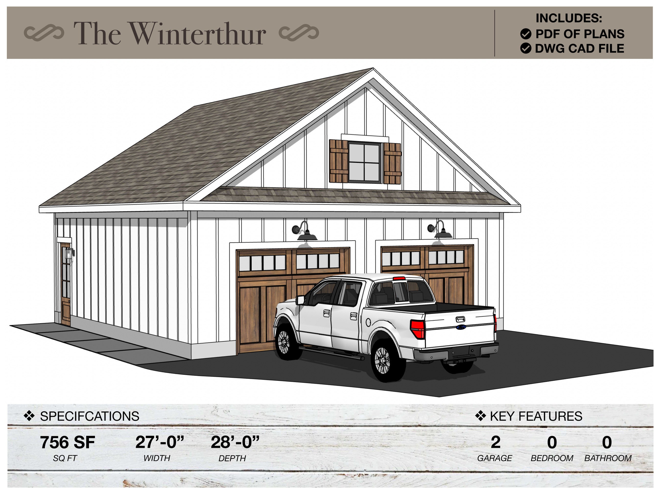 27 X 28 Detached 2 Car Garage Workshop Architectural Plans Modern 27 X 28 Detached 2 Car Garage Workshop Architectural Plans Modern
