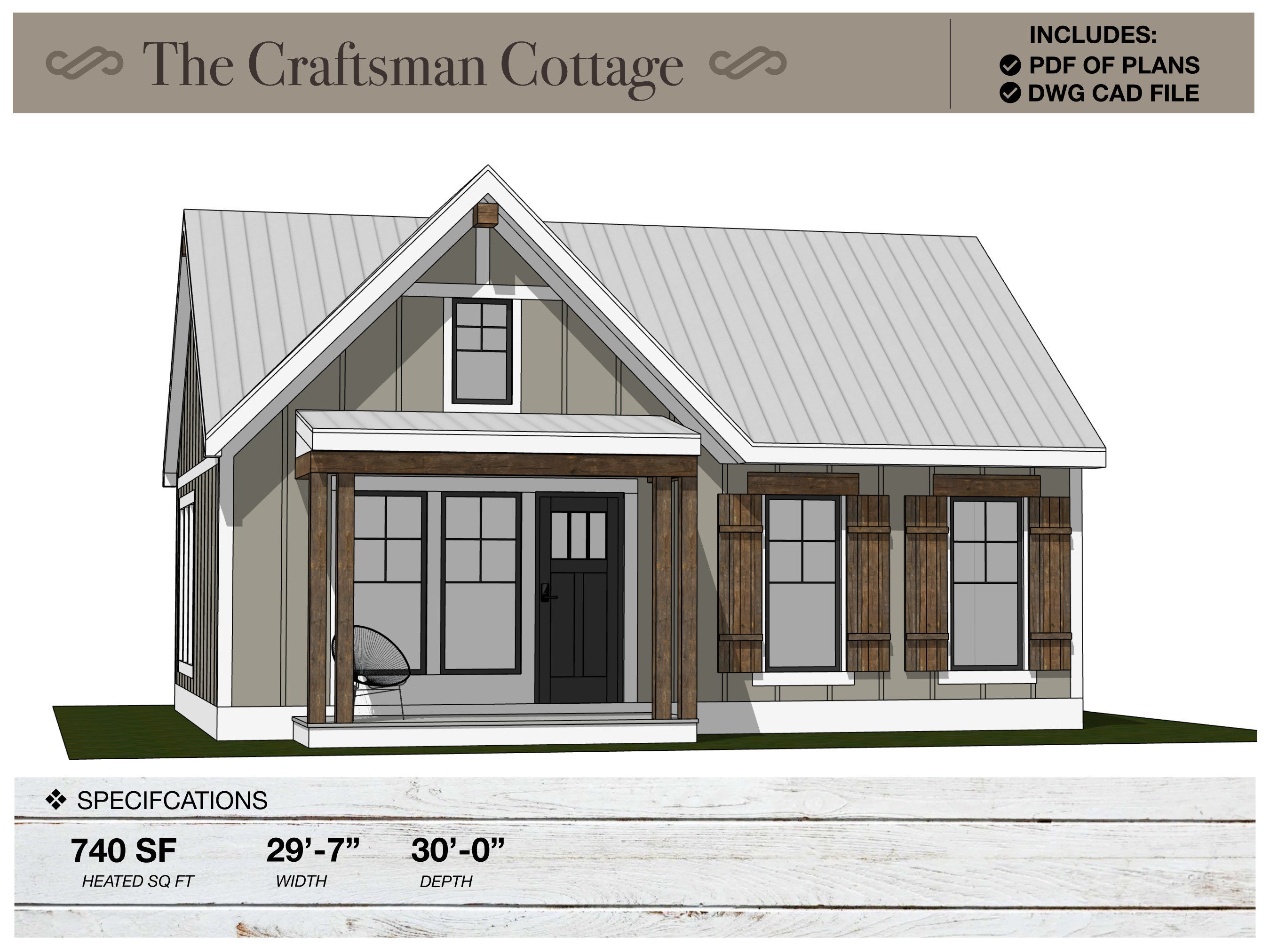 740 SQ FT Tiny House, 29'-7\, image size:2700x2025