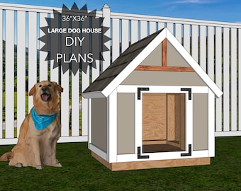 Large Dog House Building, DIY Instructional Plans, 36"x36", Do It Yourself Project, Wood working, Modern farmhouse design, Rustic, Trendy