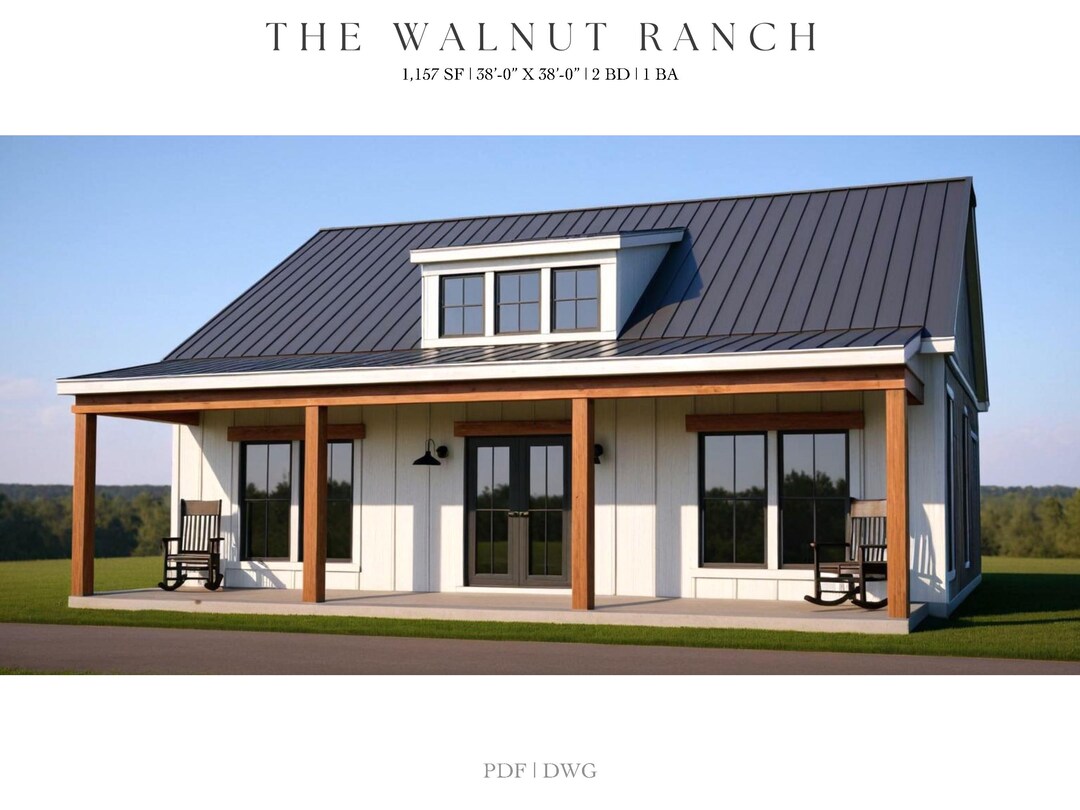 Modern Farmhouse Cottage Plans: 2 Bedroom Ranch House (digital Download ...