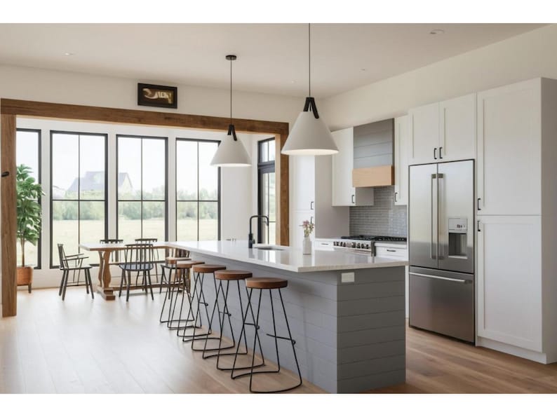 Casa colonica moderna di 2.294 piedi quadrati, 35'-0" x 46'-0", planimetrie di cottage, progetti architettonici, 4 camere da letto, 2 bagni e mezzo, progetti di case, cabina immagine 3