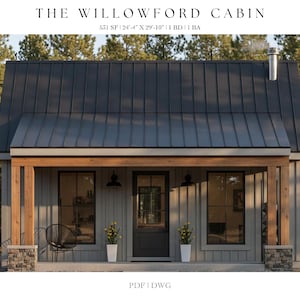 Modern Farmhouse Tiny House Plans: 531 SQ FT Cabin (Digital Download)