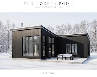 Planimetrie di una moderna cabina: Tiny House di 87 metri quadrati (download digitale)