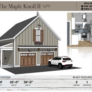 Barndominium, 2 Car Garage, Apartment, 575 SQ FT, 33' X 34', House Plans, Modern Farmhouse, Architectural Plans, Floor Plans, Tiny House