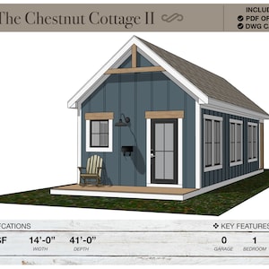 Modern Tiny House van 485 SQFT, 14'-0" x 41'-0", tiny house-plattegronden, bungie, cottage-plattegronden, huisjes, plattegrond, ADU, off-grid huis