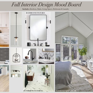 Tablero de ideas de diseño de interiores, Lista de materiales, Diseño de cocinas, Diseño de baños, Artefactos de iluminación, Pisos, Pinturas, Electrodomésticos, Acabados, E Design
