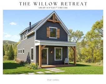 1,061 SQFT Tiny House, 16' X 53'-7", 2 Bedrooms, 2 Baths, House Plans, Modern Farmhouse, Architectural Floor Plans, Cabin, Tiny House, Loft